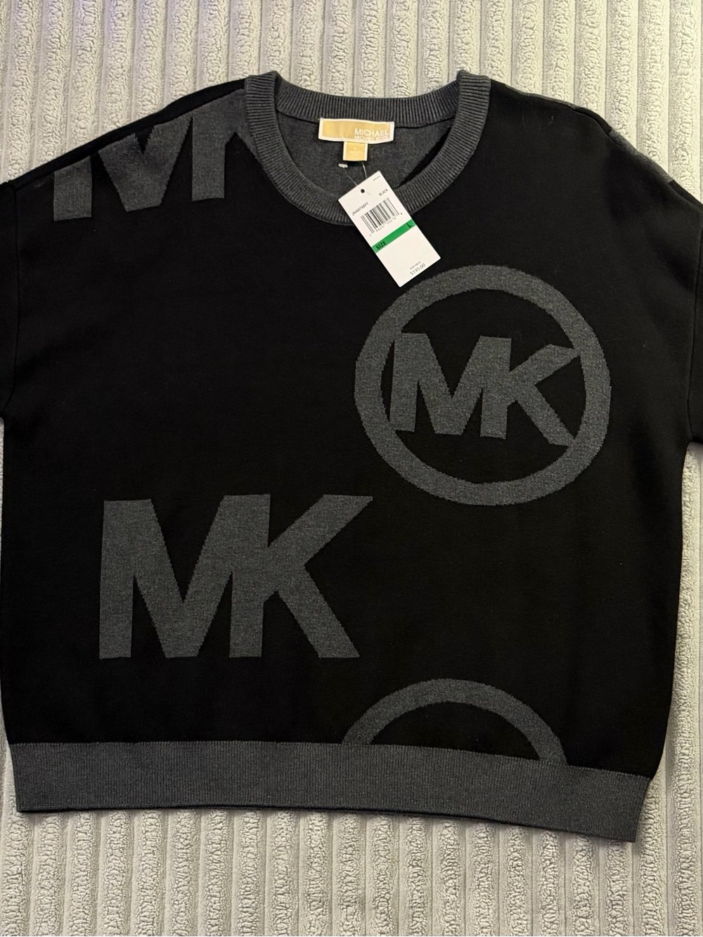 Michael Kors Black & Gray MK Logo Crewneck Sweater